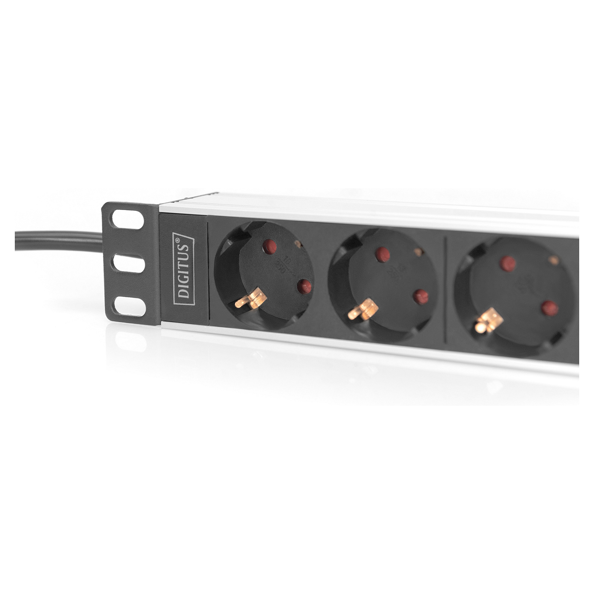 DIGITUS DN-95418 – Zgjatues Rryme Rack 10", 4 Priza, 16A, 4000W, 1U, Profil Alumini – E Zezë - 3