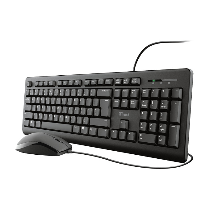 Combo (Tastierë&Maus) Trust Primo / Full-Size / QWERTZ / Gjermanisht / Membranë / USB / 1.8m - Zezë