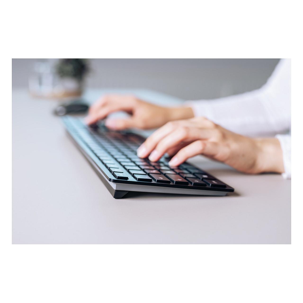 Tastierë pa kabllo CHERRY KW 9100 SLIM / AZERTY / 108 Taste / RF Wireless + Bluetooth - Zezë - 7