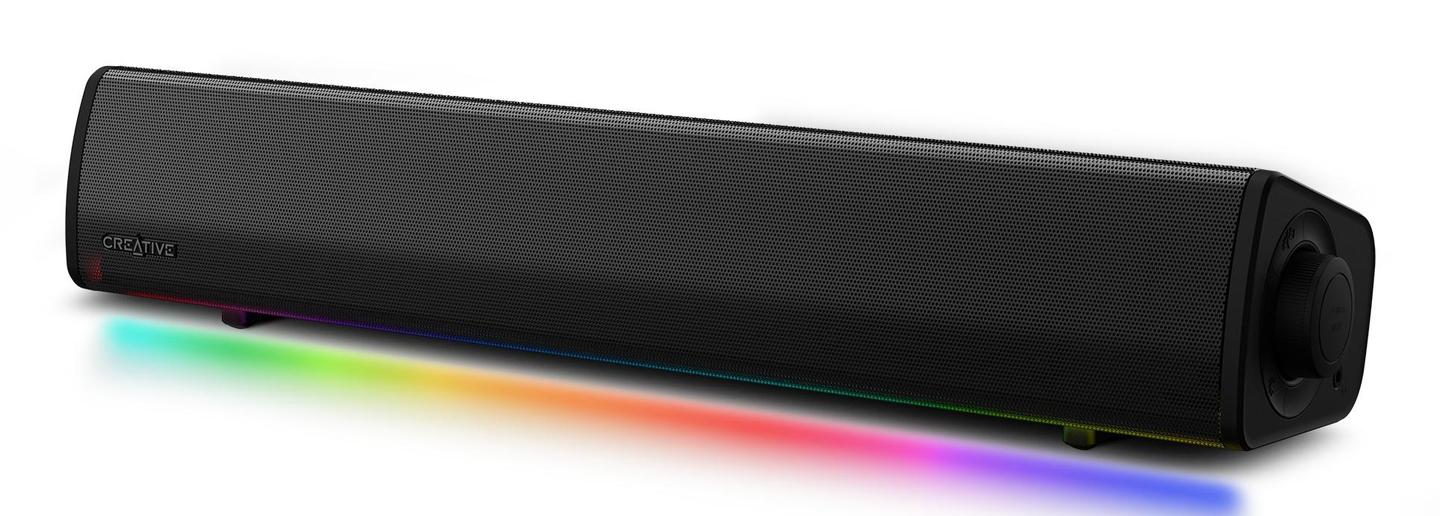 Altoparlantë Creative Sound Blaster GS3 / 51MF8465AA000 / Soundbar 2.0 / 12W RMS / 24W Peak / Bluetooth 5.4 / USB-C / AUX / RGB – Zezë