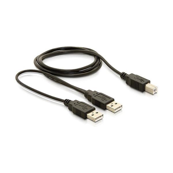 Kabllo USB DeLOCK 82394, USB 2.0 Type-B mashkull në 2x USB Type-A mashkull, 1 m - Zezë
