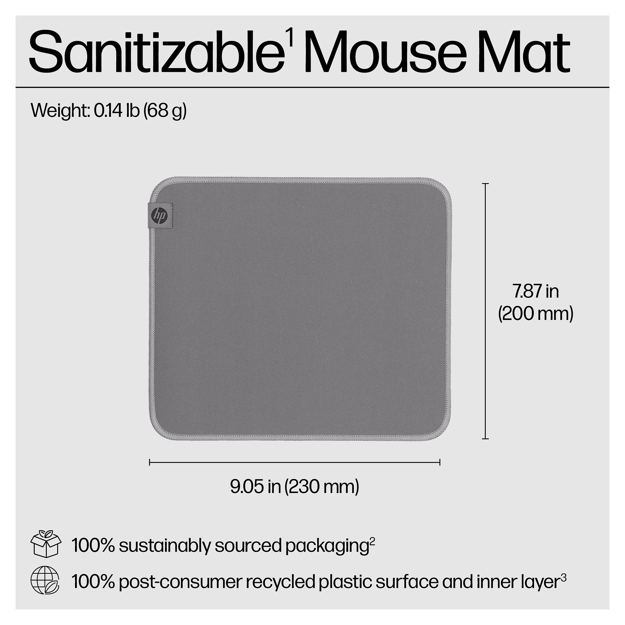 Mauspad HP 105 SANITIZABLE / 230 x 200 x 2mm - Gri - 2