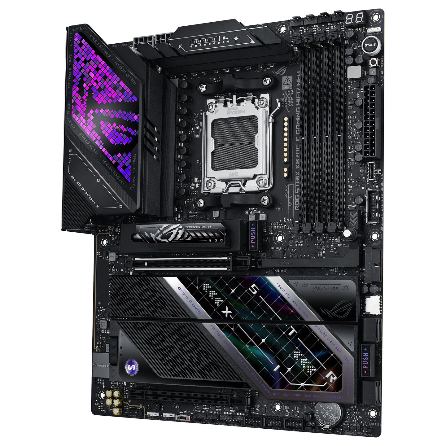 Pllakë Amë ASUS ROG STRIX X870E-E GAMING / AMD AM5 / X870E / DDR5 / ATX / Wi-Fi 7 / 5GbE LAN - 10