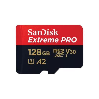 Kartë Memorie SD SanDisk Extreme PRO microSDXC, 128GB, UHS-I U3, V30, A2, Lexim 200 MB/s, Shkrim 90 MB/s - Kuqe/Zezë