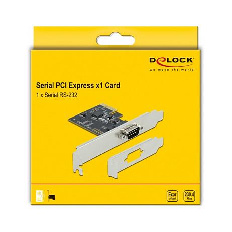 Kartë Zgjerimi PCI Express Delock 90000 / PCIe 2.0 x1 / 1x RS-232 DB9 / Exar XR17V352 / 230.4Kbps / Low Profile - Zezë - 4