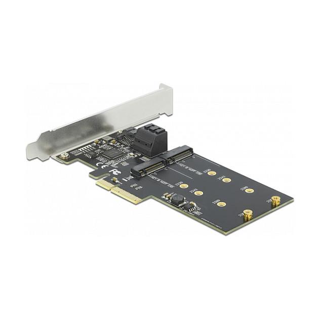 Kartë Zgjerimi PCI Express Delock 90499 / PCIe 3.0 x4 / 3x SATA 6Gbps + 2x M.2 Key B / JMicron JMB585 / Low Profile - 1