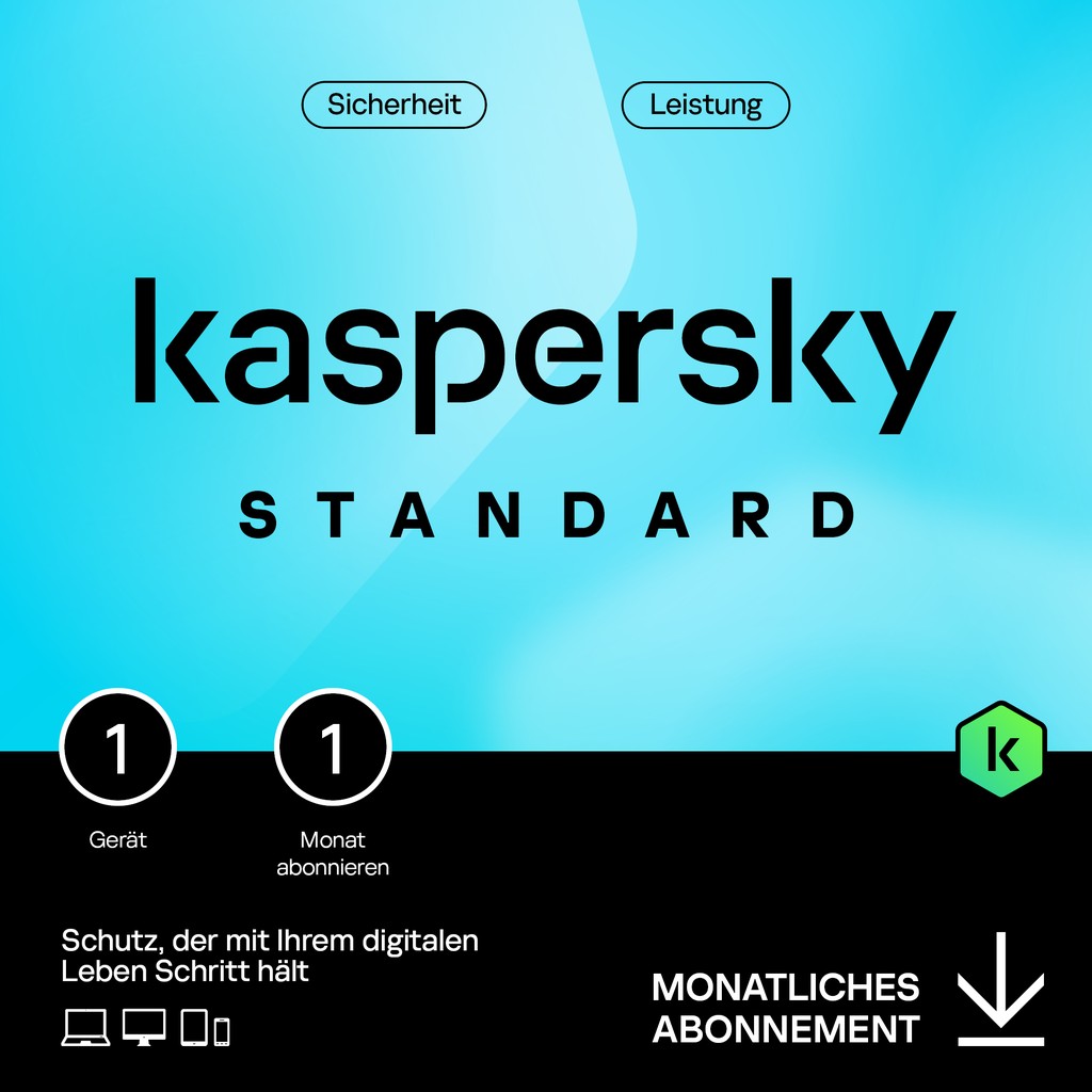 Software për Siguri Kaspersky Standard - 1 Device. 1 Month - Subscription (ABO) - ESD-DownloadESD - 1