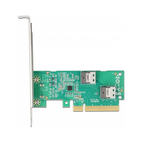 Kartë Zgjerimi Delock 90076, PCI Express 4.0 x8, 2x SFF-8654 4i, NVMe, deri në 64Gbps, Low Profile - 1