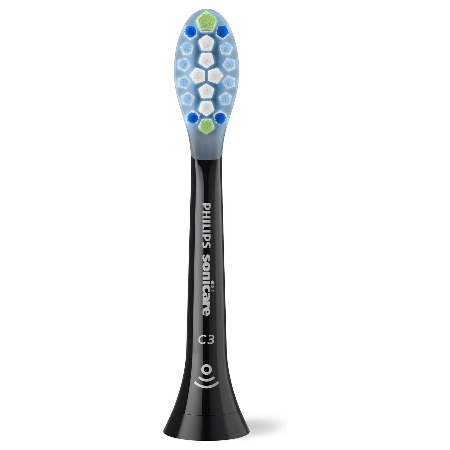 Koka zëvendësuese për furçë elektrike Philips Sonicare C3 Premium Plaque Defence / 4 copë / Medium Soft / Click-on / Plaque Control – Zezë - 2