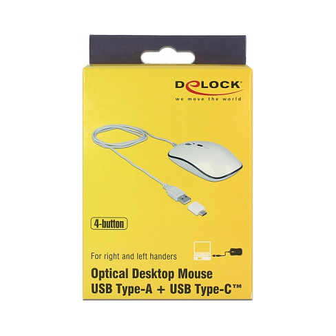 Maus me kabllo Optische Desktop Mouse / USB‑A + USB‑C / 4 Buttons - Bardhë - 4