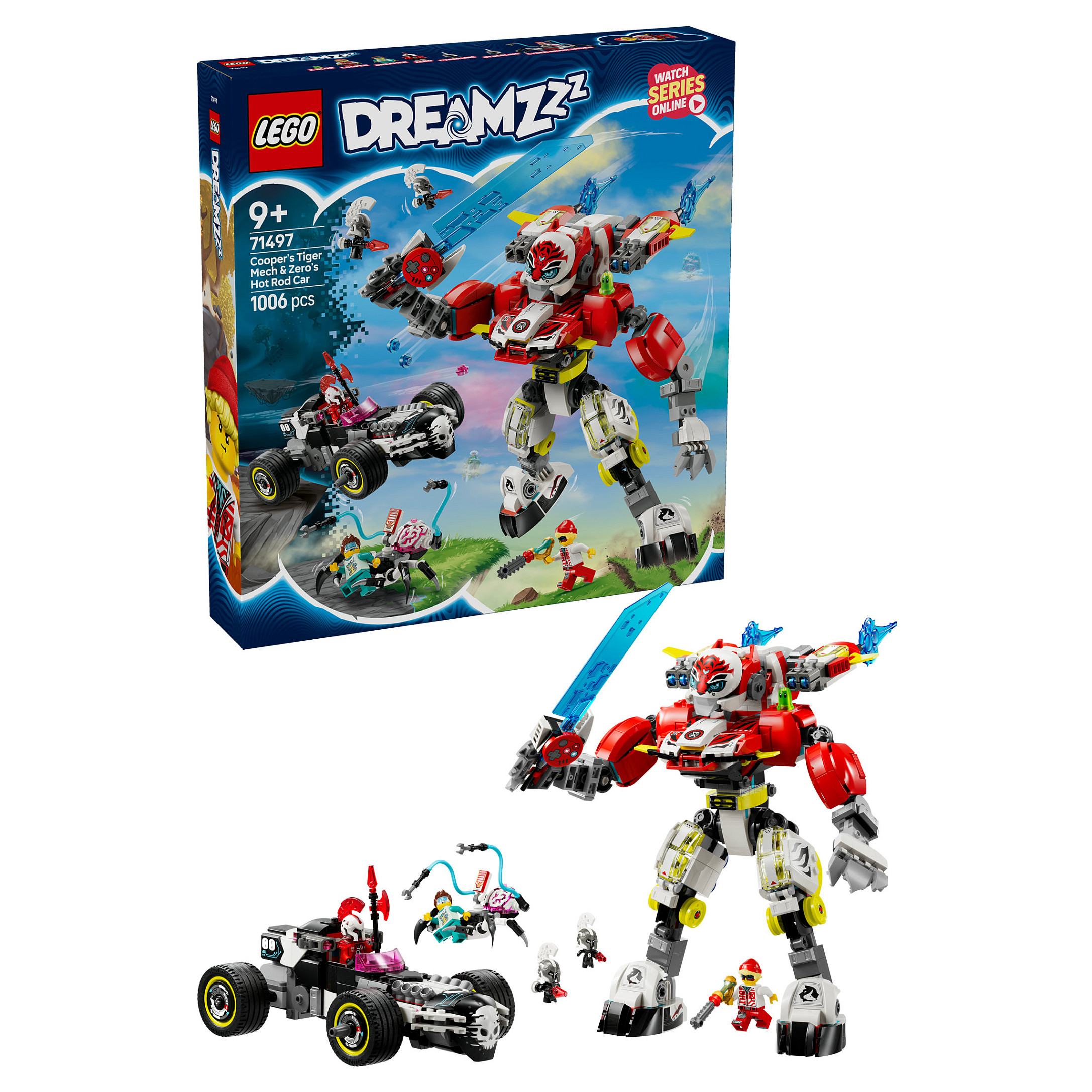 LEGO 71497 DREAMZzz Cooper's Tiger Mech & Zero's Hot Rod Car - 3