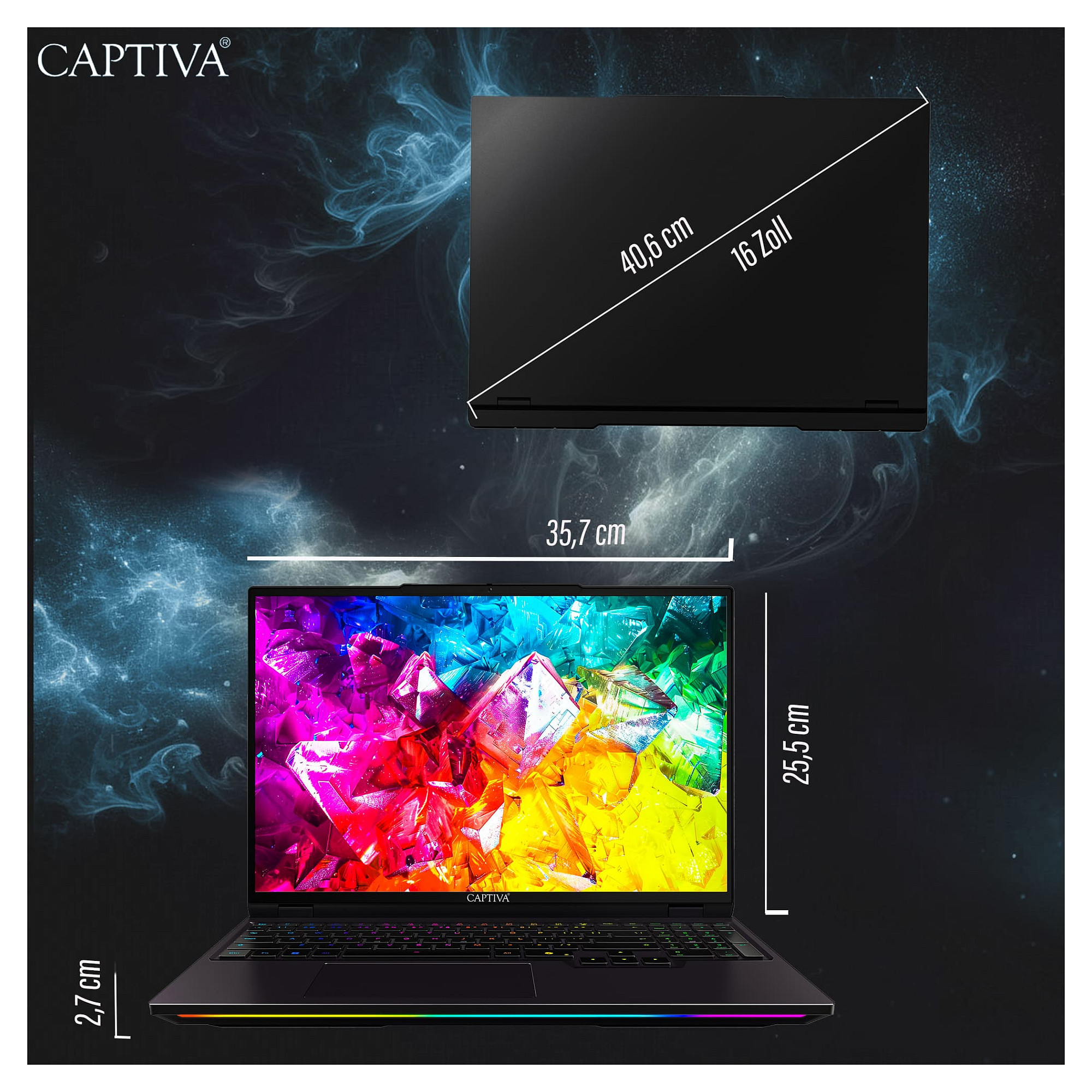 Laptop Gaming Captiva Notebook Ultimate Gaming R95-061GE / Ryzen 9 9955HX / 64GB DDR5 / 2TB / 16" WQXGA IPS 300Hz / RTX 5090 24GB - Zezë - 5