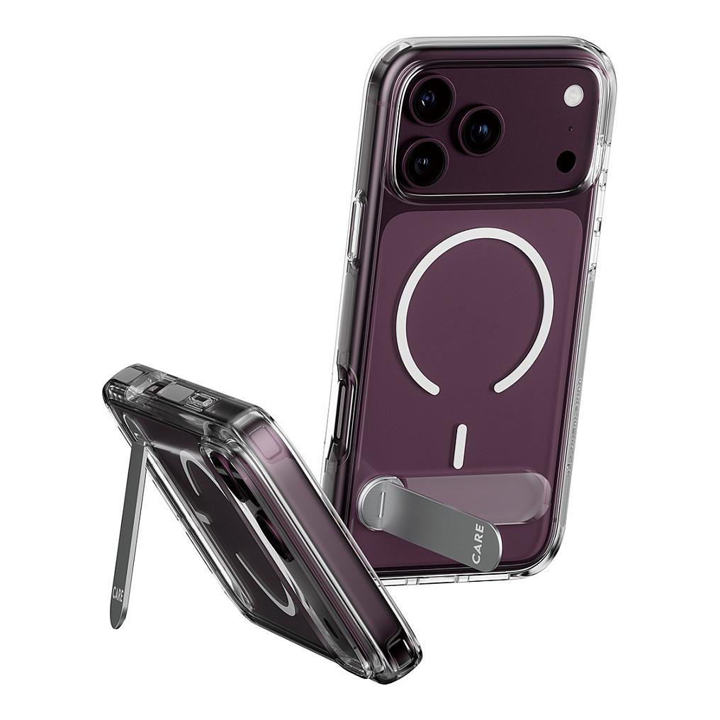 Aksesorë për telefon PanzerGlass CARE Kickstand / MagSafe / Mbajtëse / Mbrojtje nga rëniet deri 4.8 m / iPhone 17 Pro - Transparente/Bardhë