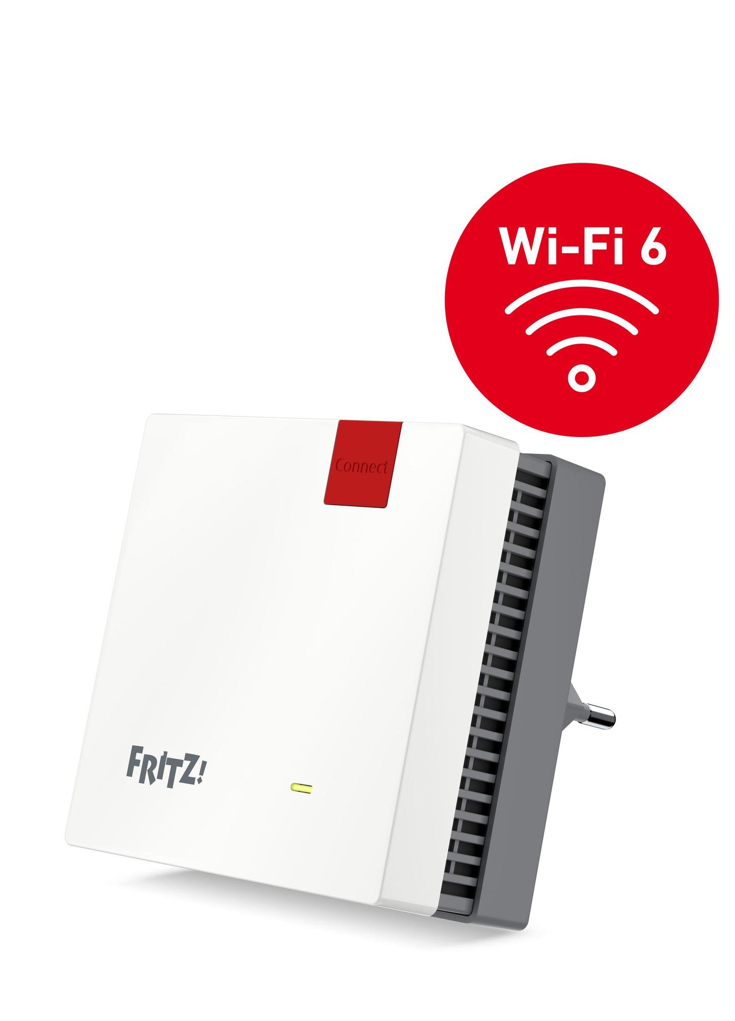 Extender Wi-Fi FRITZ! Repeater 1200 AX / 20002974 / Wi-Fi 6 / 3.000 Mbit/s / Dual-Band / Gigabit LAN – Bardhë