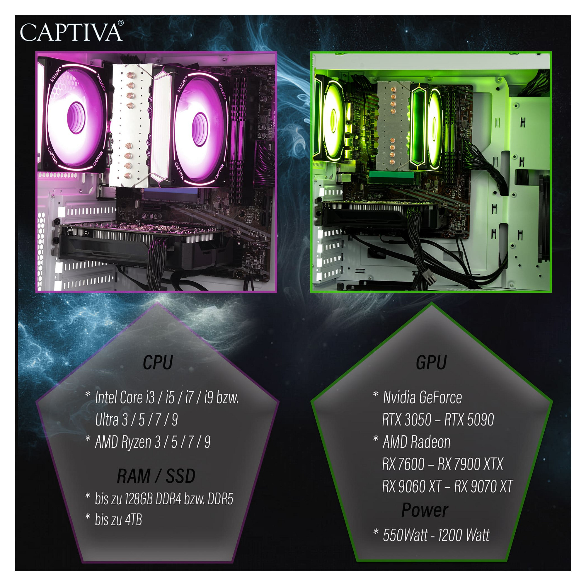 Kompjuter Gaming Captiva Advanced Gaming R92-912 / AMD Ryzen 7 5700X / 32GB DDR4 / 1TB / RTX 5060 8GB - Bardhë - 11