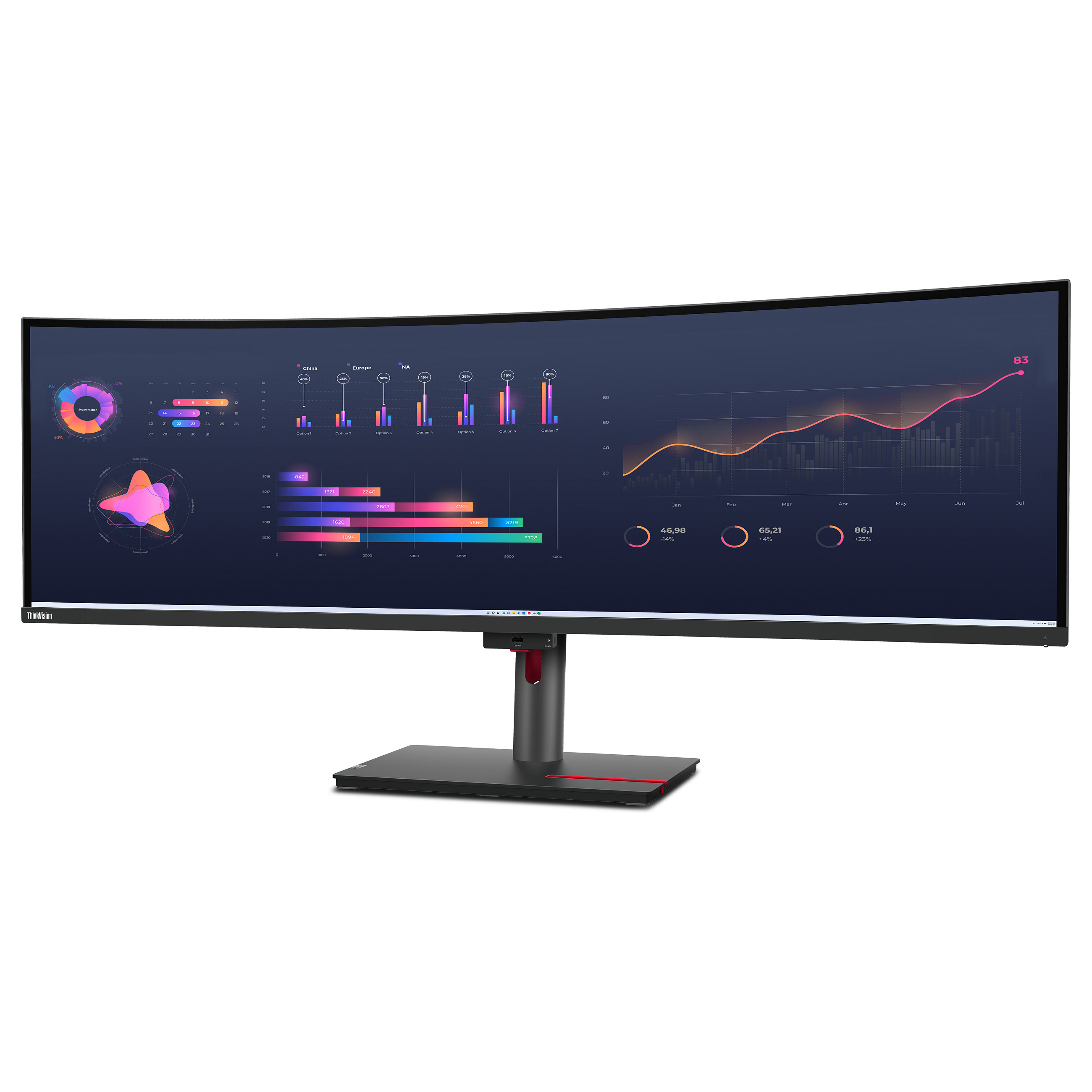 Monitor i lakuar Lenovo ThinkVision P49w-30 / 49" Dual Quad HD 60 Hz 6 ms IPS Curved / HDMI DP USB-C / e zezë - 4