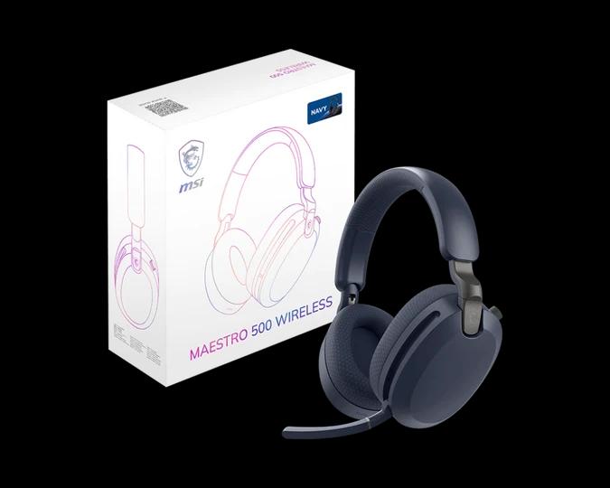 Kufje Gaming MSI MAESTRO 500 Wireless / 2.4GHz / Bluetooth 5.4 / 3.5mm / 40mm / 20-40000Hz / ANC / Beamforming & ENC / 6 Mikrofona - Navy - 2