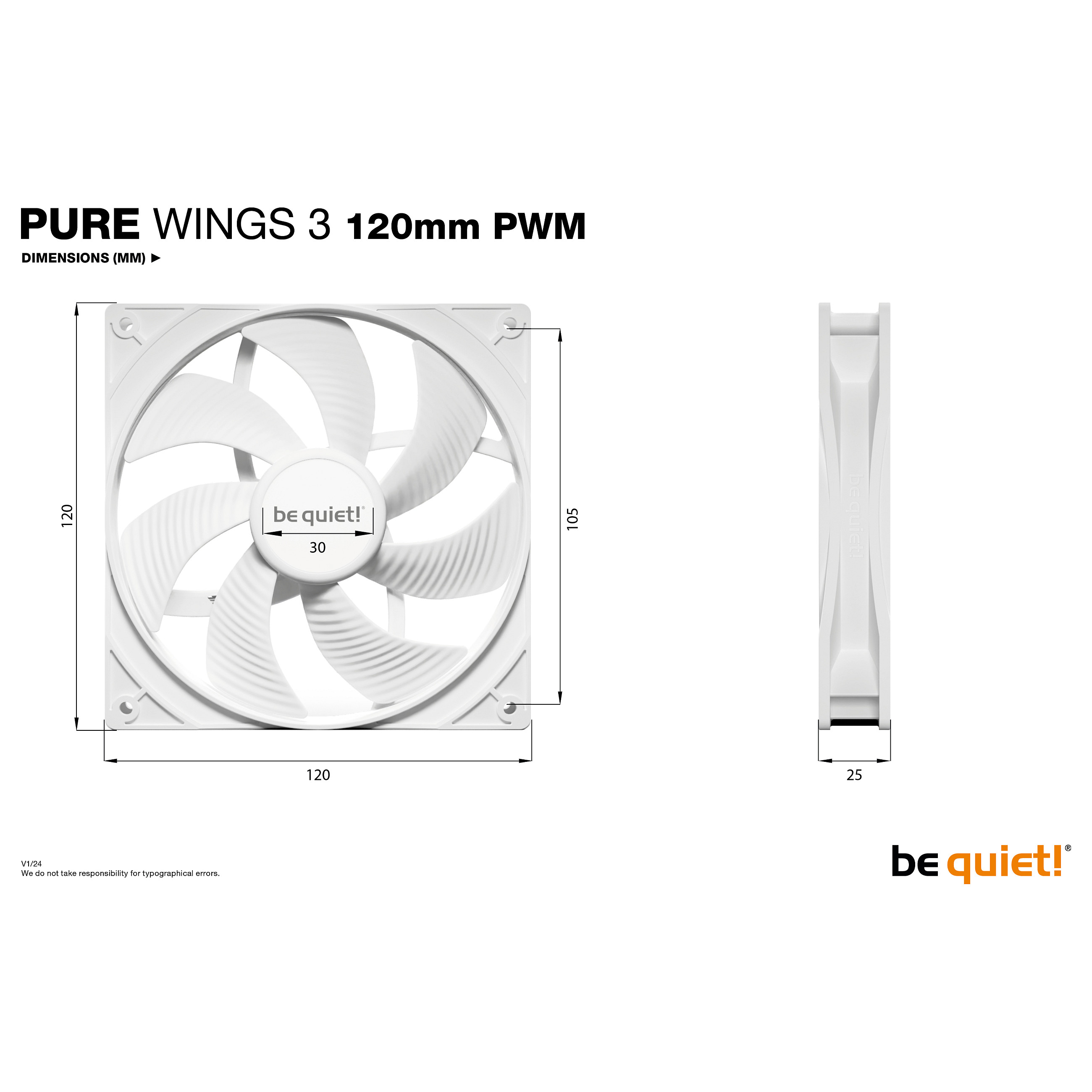 Ftohës për Kasë 120mm be quiet! Pure Wings 3 PWM white - 5