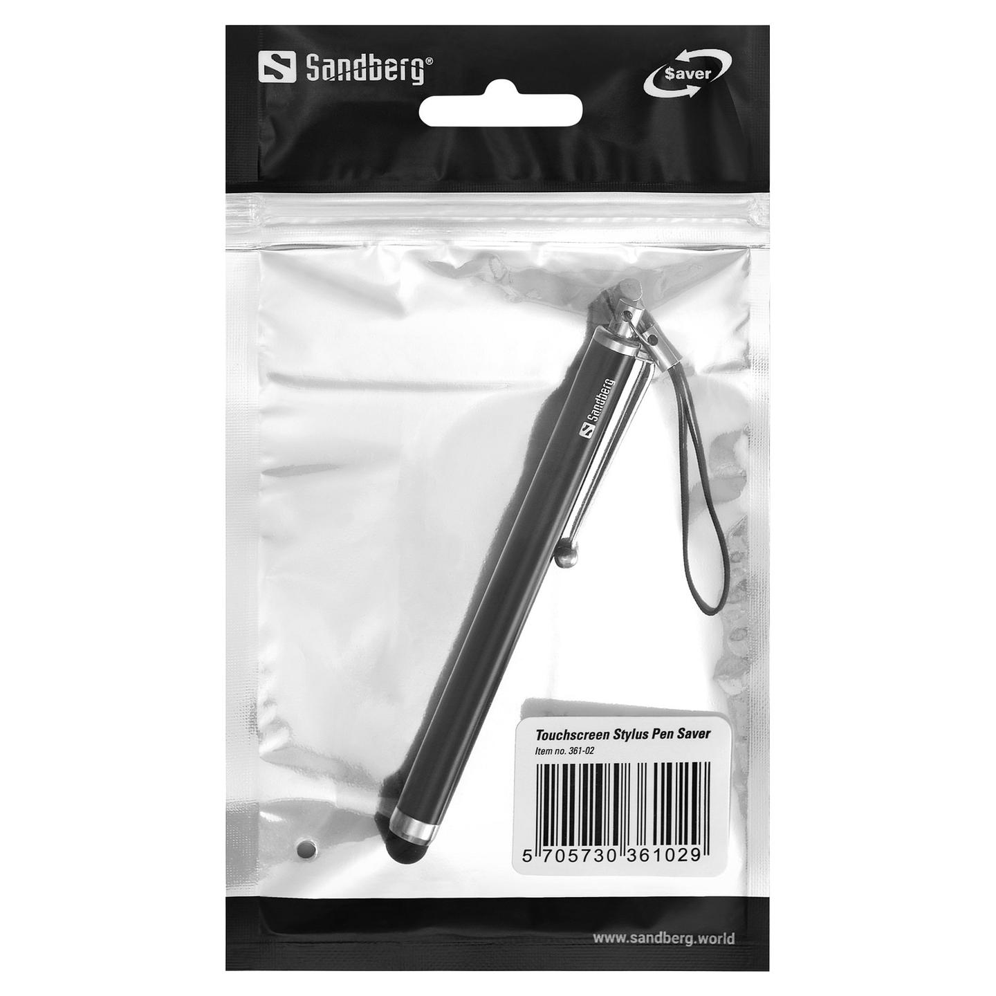 Aksesorë për Tablet Sandberg Touchscreen Stylus Pen Saver 361-02 / Ekran me Prekje / Majë Gome / Trup Metalik – Zezë - 2