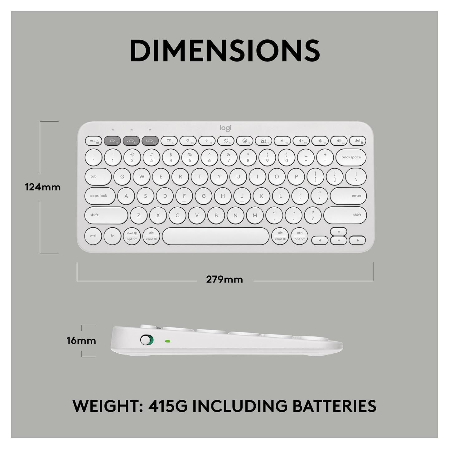 Tastierë pa kabllo Logitech Pebble Keys 2 K380s, Bluetooth, 10 Taste të Personalizueshme - Bardhë - 18