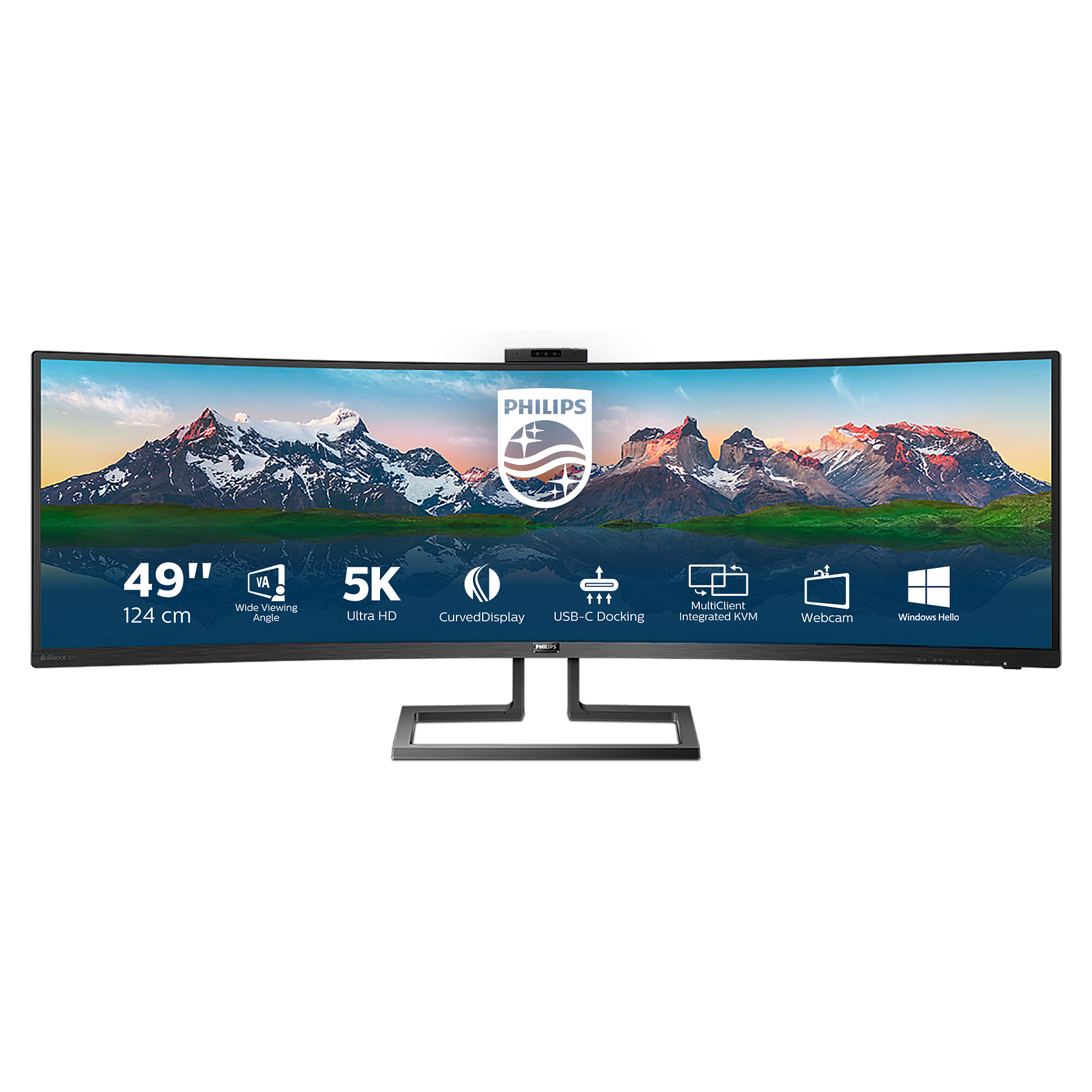 Monitor Philips 499P9H/00 / 48.8" / SuperWide Dual QHD VA Curved / 70Hz / 5ms / USB-C+HDMI+DP+USB - Zezë