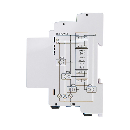 Smart Relay with 3x120A Terminals Shelly Pro 3EM 120A  Wi-Fi/LAN / Measurement Function - 2