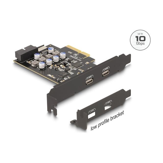 Kartë Zgjerimi Delock 90345, PCI Express 3.0 x4, 2x USB-C + 1x USB Type-E + 1x USB 19-Pin, 10Gbps, ASM3142 + VL822, Low Profile - 4