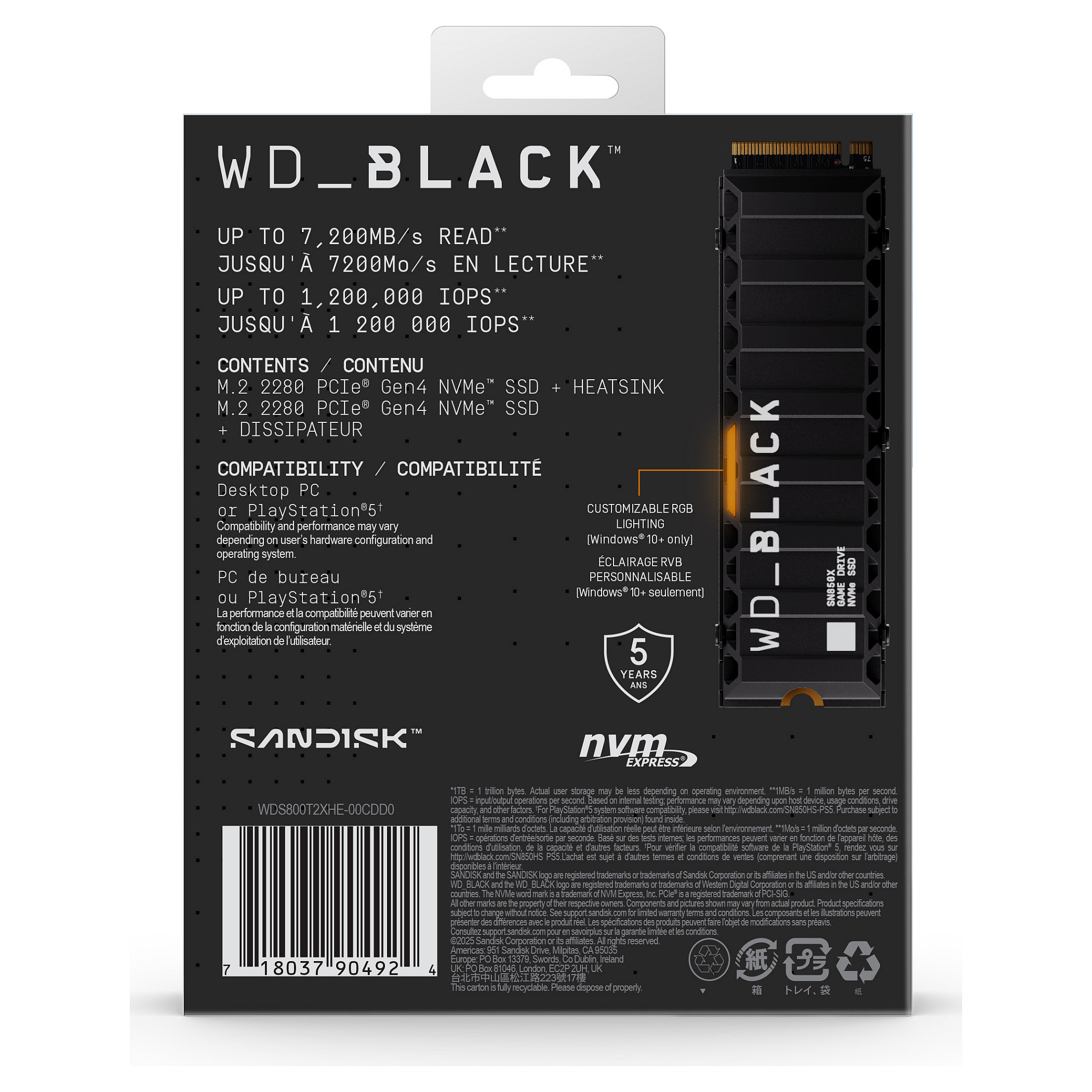 SSD të Brendshme Western Digital Black SN850X 8TB NVMe w/ Heatsink Powered by SanDisk - 4