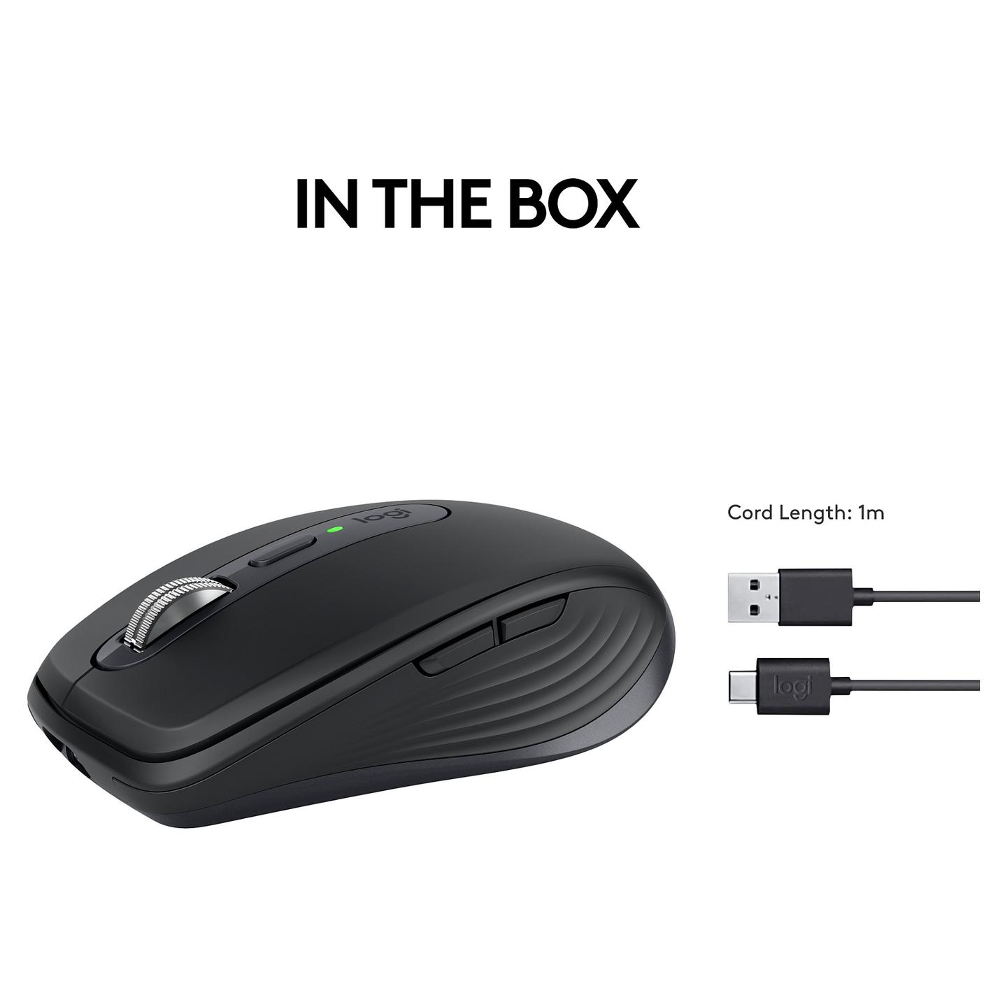Maus pa kabllo Logitech MX Anywhere 3S / 8000 DPI / 6 Butona / Bluetooth + USB / MagSpeed - Grafit - 18