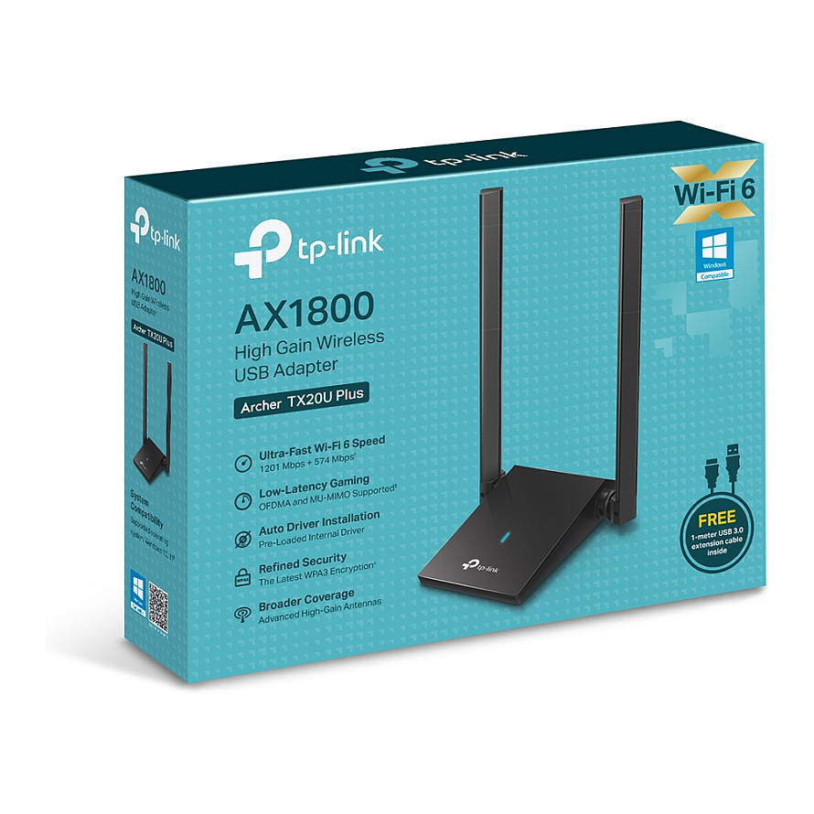 TP-Link Archer TX20U Plus AX1800 Wi-Fi 6 USB Adapter / Dual-Band / 2× High-Gain Antennas / USB 3.0 - 6