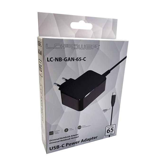 Adapter për Laptop LC-Power LC-NB-GAN-65-C / 65W / USB Type-C PD / GaN - Zezë - 6