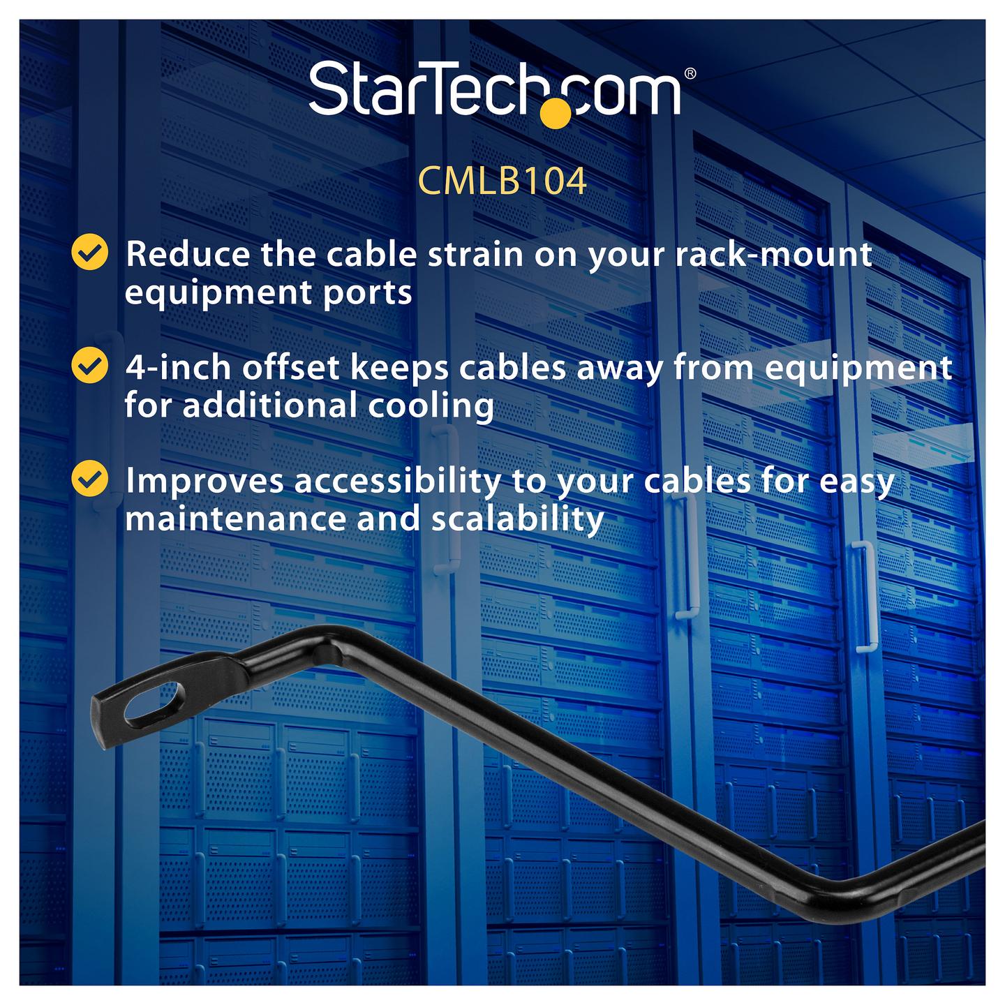 Organizues Kabllosh për Rack StarTech.com CMLB104, 19", 1U, 10 Copë, Offset 10cm, 75°, Çelik - Zezë - 5