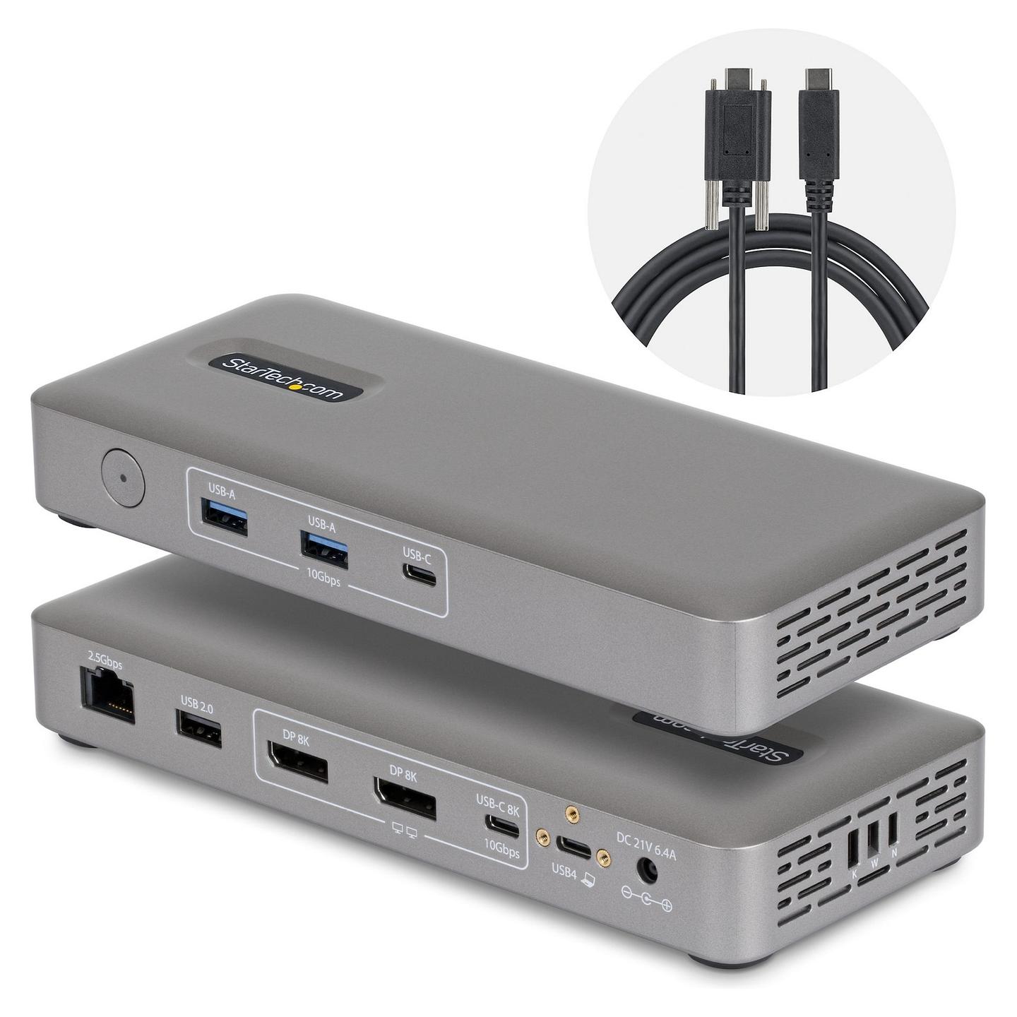 Docking Station StarTech 208UE-USB4-DOCK, USB4, 2x HDMI, 4K, 2.5GbE, 100W PD - Gri