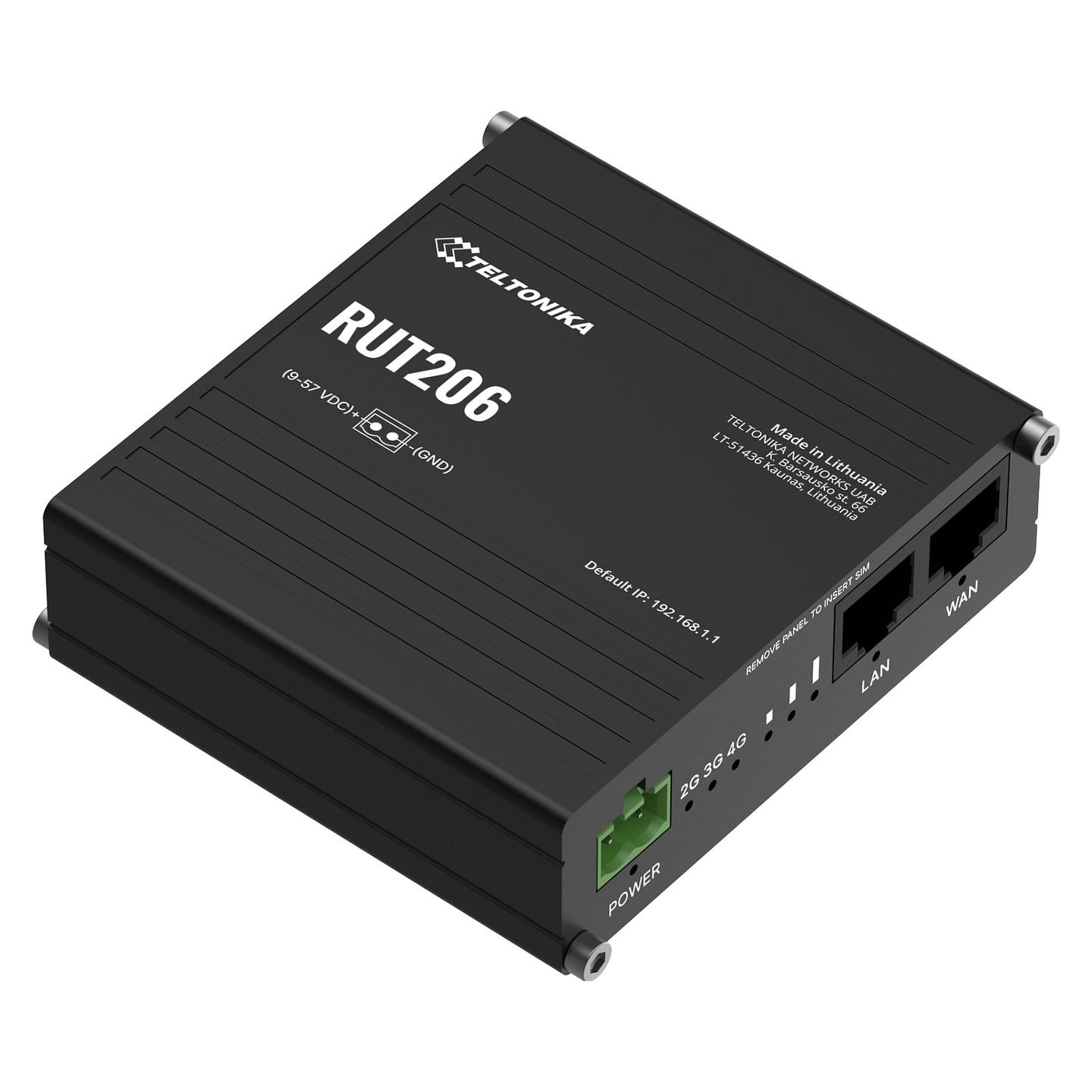 Teltonika, RUT206, Ruter Industrial, 4G LTE Cat 4, Wi-Fi 4, Dual SIM, RS232 + RS485, PoE Aktiv + Pasiv – Zezë - 1