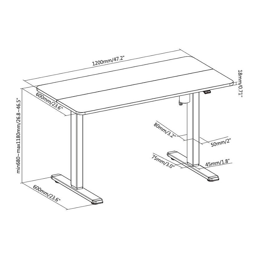Tavolinë Pune Equip ERGO Electric Sit-Stand / 118 x 60 x 120 cm - Zezë - 9
