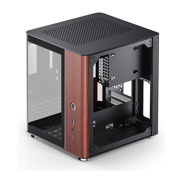 Kasë PC JONSBO TK-0 / Mini Tower / Mini-ITX / Tempered Glass / Wood - Zezë - 12