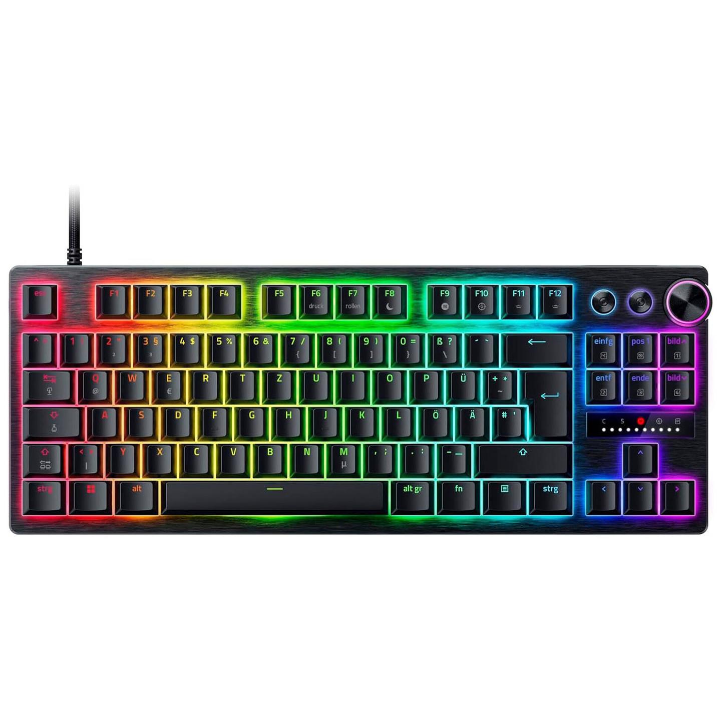 Tastierë gaming Razer Huntsman V3 Pro Low-Profile TKL, 8000Hz, switch-e optike analoge, RGB, QWERTZ gjermane (ISO) - Zezë