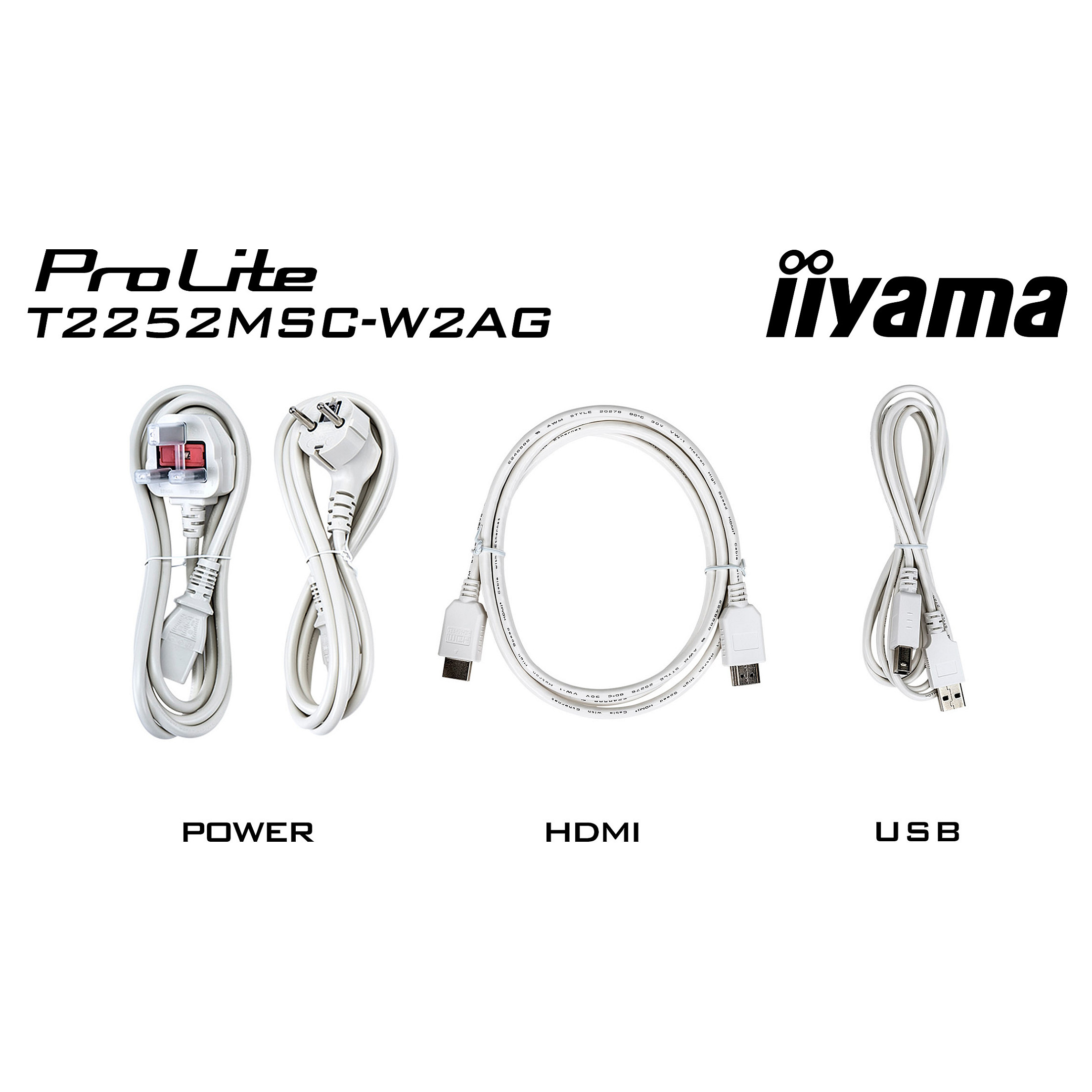Monitor iiyama ProLite T2252MSC-W2AG / 22.5"/ Full HD IPS / LCD / Touchscreen / 100 Hz / 5 ms / HDMI+USB+DP+HDCP - Bardhë - 15