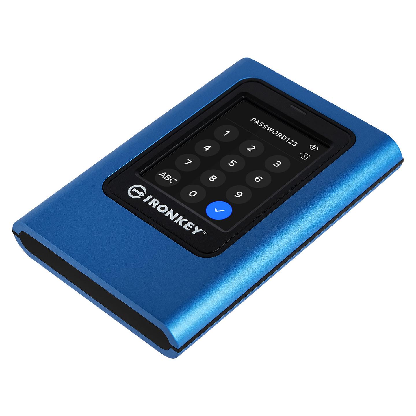 SSD e Jashtme Kingston IronKey Vault Privacy 80, 960GB, USB 3.2 Gen 1, Enkriptim AES 256-bit, Touchscreen - Blu - 3