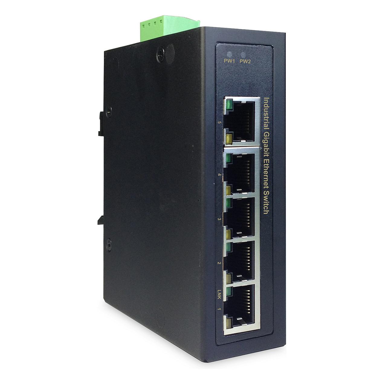 Switch Industrial DIGITUS DN-651107, 5x Gigabit Ethernet RJ45, 10Gbps, DIN-Rail - Zezë