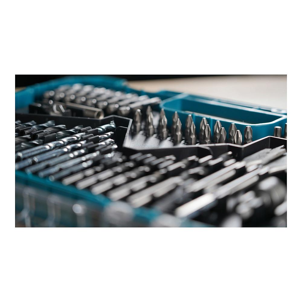 Set Burgjish dhe Bitesh Makita E-16988, 75 Pjesë, për Dru, Metal dhe Gur, me Kuti Organizimi - Blu/Transparente - 3