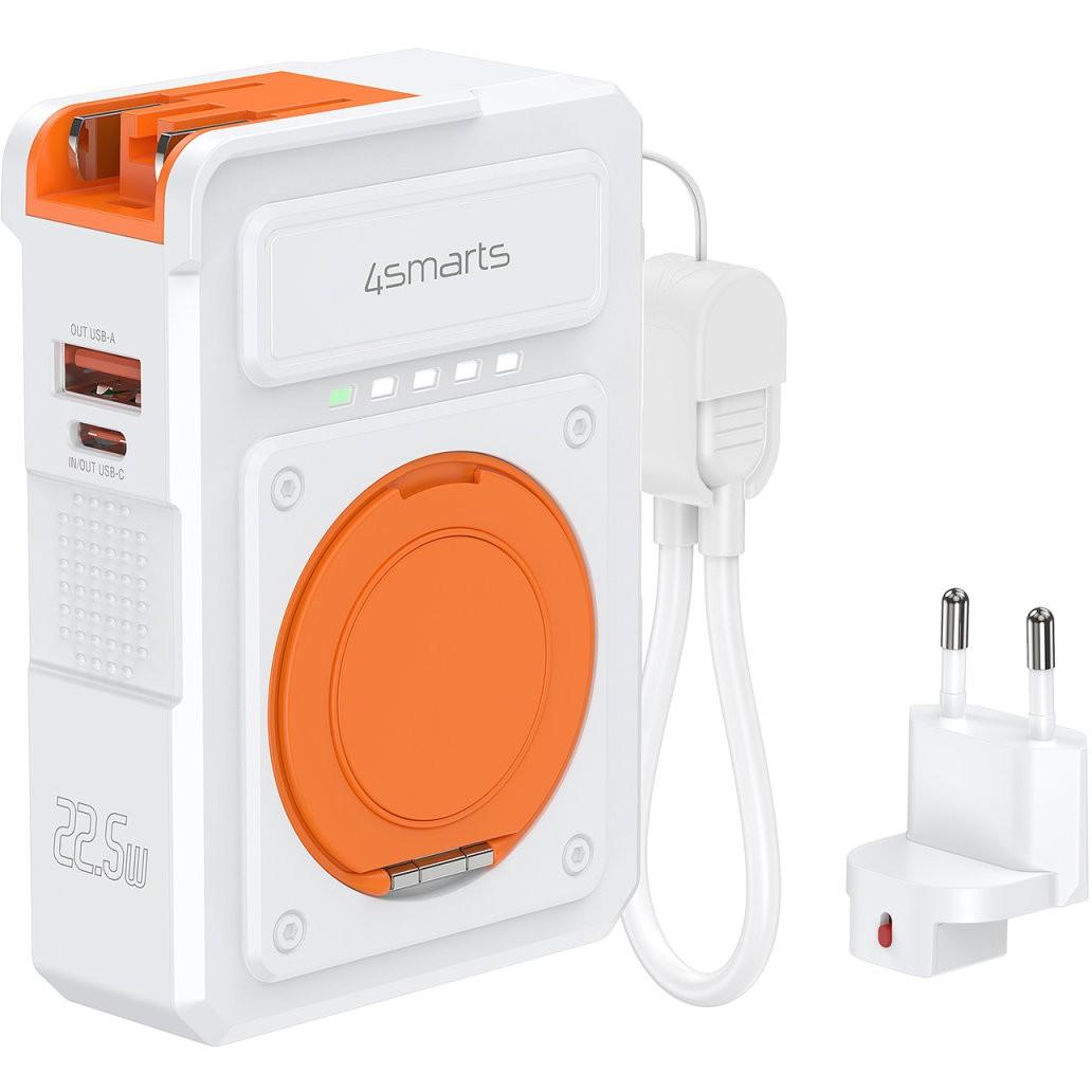 PowerBank 4smarts 6in1 Hybrid Charger / 10000mAh / USB-C 20W / USB-A 22.5W / Qi 15W - Bardhë