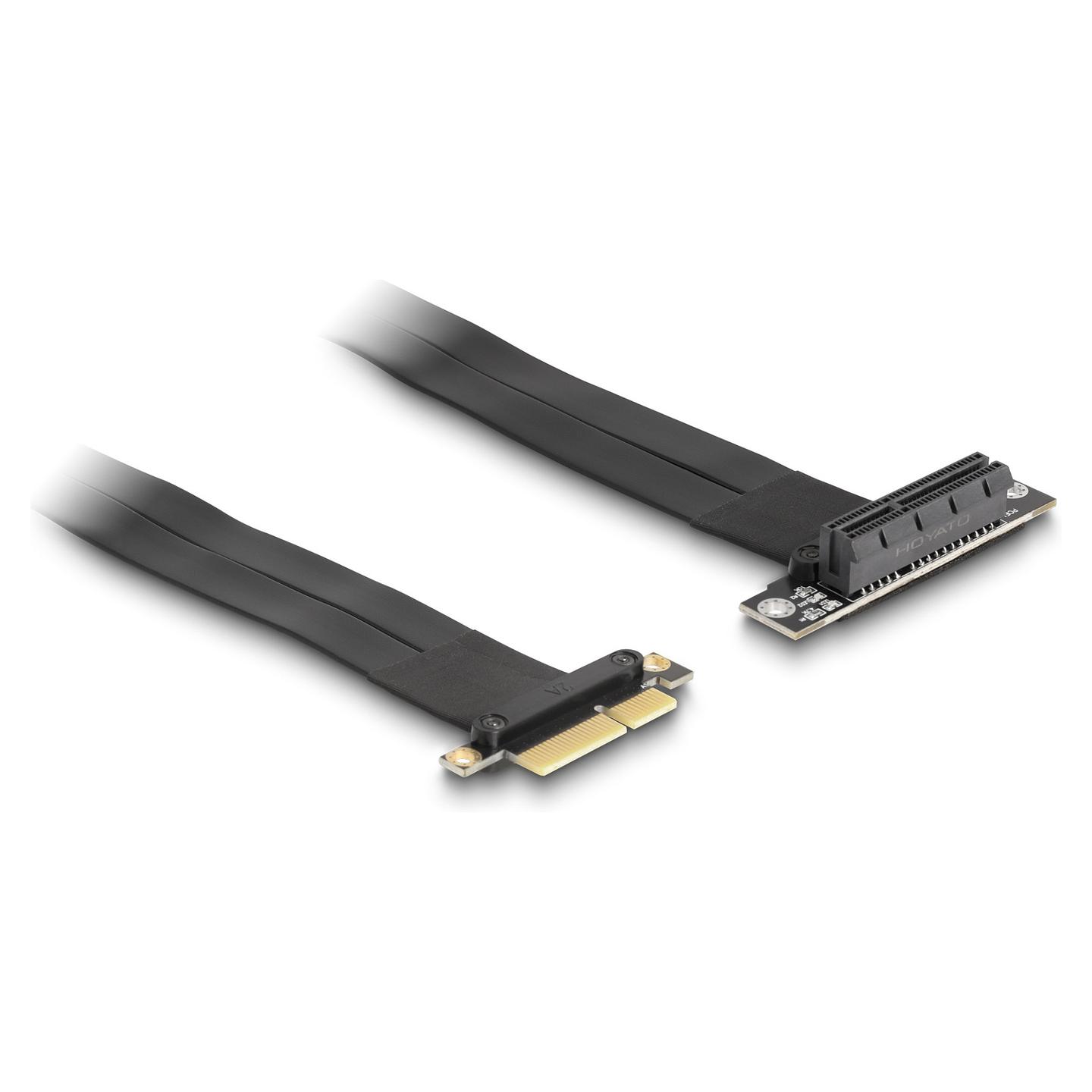 Kartë Riser Delock 88025, PCI Express 3.0 x4 në x4, 90° Djathtas, Kabllo 30cm - Zezë - 1
