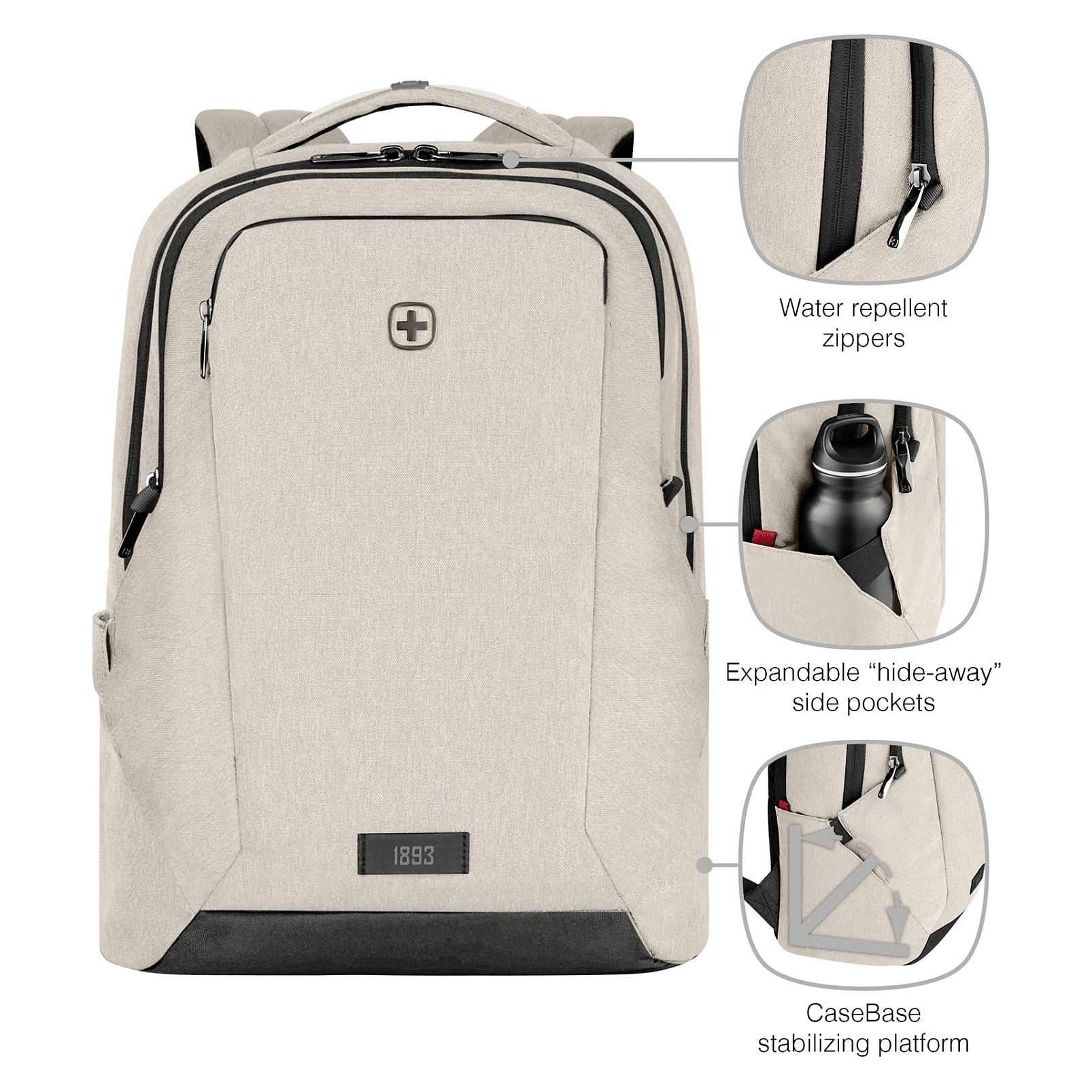 Çantë për laptop Wenger SwissGear MX Professional / Backpack / 16" / 21 L / Polyester / 10" Tablet / Padded Laptop Compartment / Organizer / Trolley Strap - Bezhë - 11