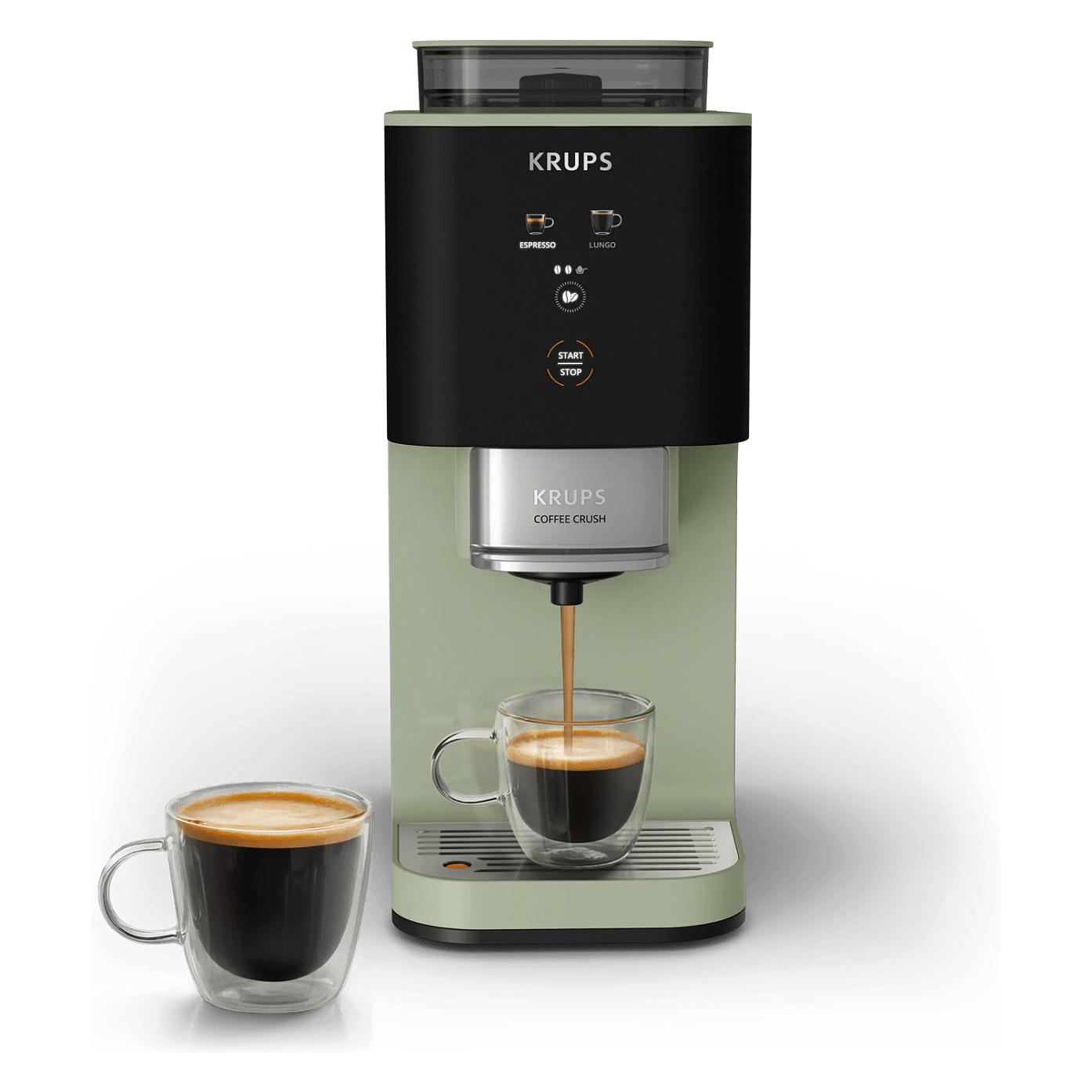 Aparat për Kafe Krups Coffee Crush SA401LE0, 1370 W, 15 bar, Rezervuar 1.8 L – Gjelbër/Zezë