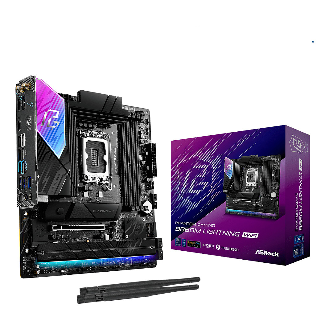 Pllakë Amë ASRock B860M Lightning WiFi / Intel LGA1851 / B860 / DDR5 / Micro-ATX / Wi-Fi 6E / 2.5GbE LAN
