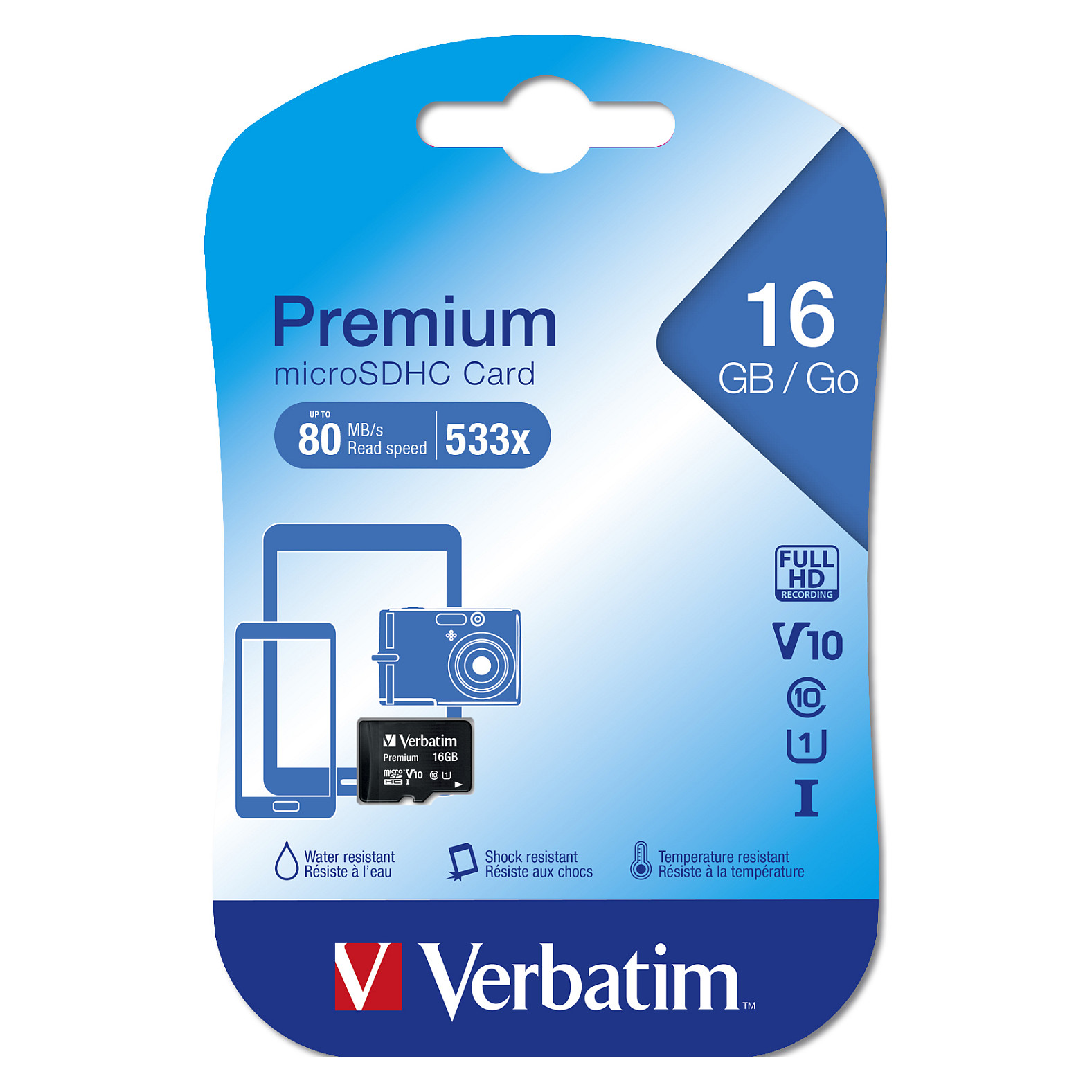 Kartë Memorie SD CARD 16GB Verbatim Premium MicroHC 80MB/s - 2