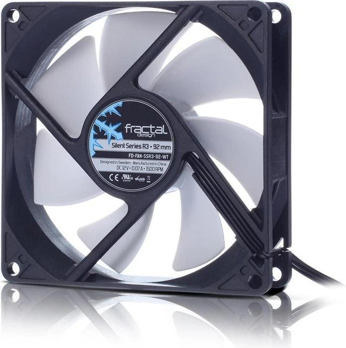 Ftohës për Kasë Fractal Design Silent Series R3, 80mm, 1600 RPM, 20.2 CFM, 3-Pin - Zezë/Bardhë
