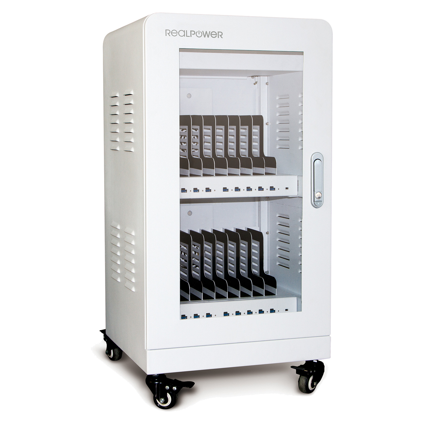 Karikues RealPower Power Station 20 / 20x USB-A / 480W / 20 pajisje – Bardhë