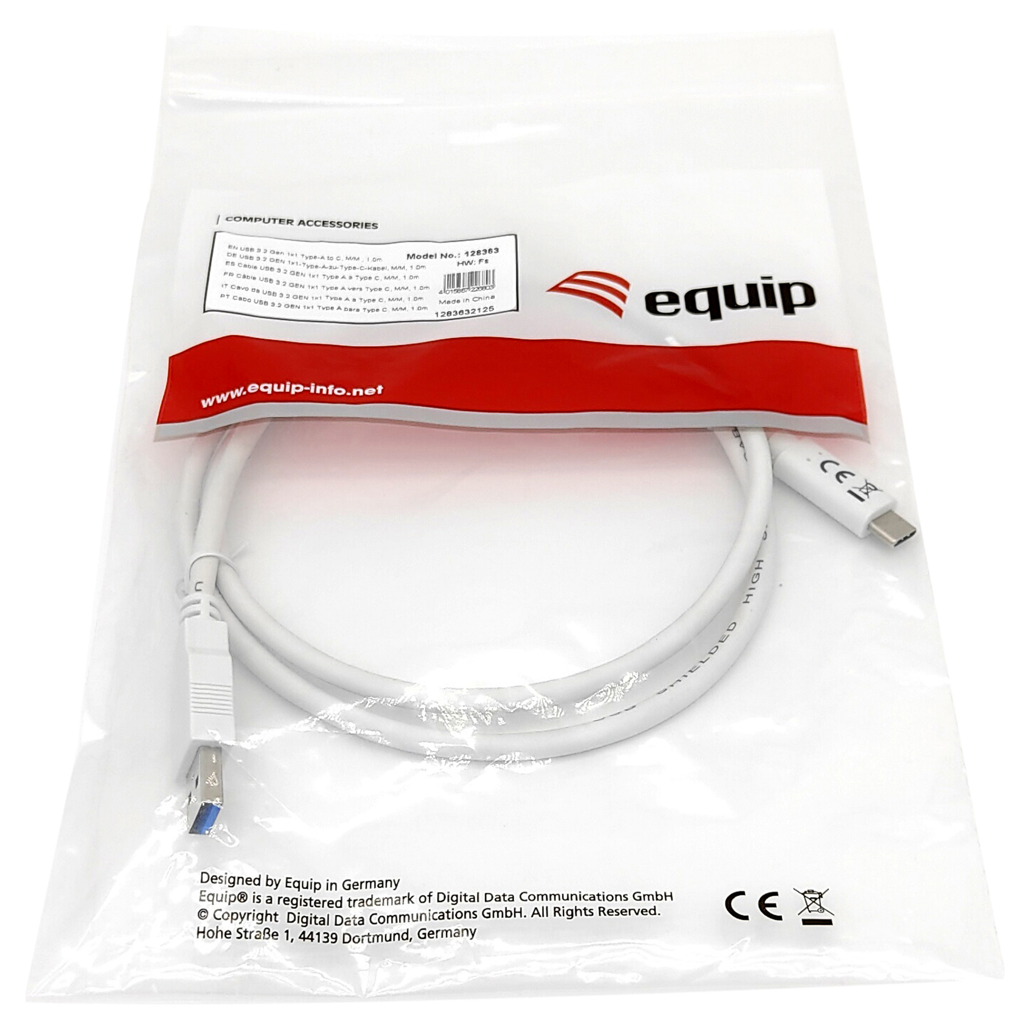 Kabllo Equip USB-A 3.2 & C St/St 2.00m 3A/20V / e bardhë - 3